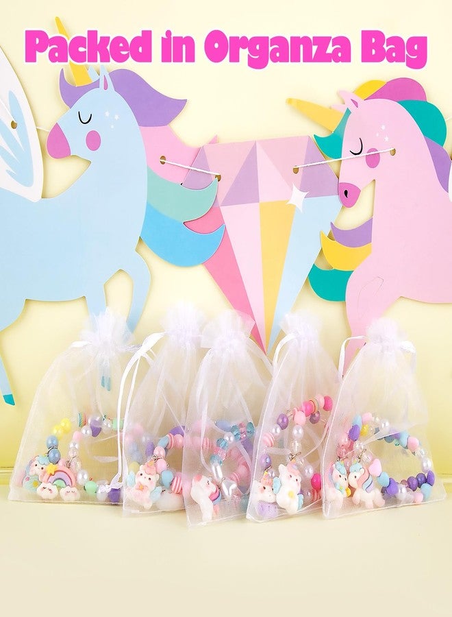 Niceup 9PCS Unicorn Bracelets for Girls, Elastic Beaded Charm Bracelets with Glitter Unicorns, Pastel Colors, Perfect for Party Favors, Birthday Goodie Bags & Pretend Play - Image 3